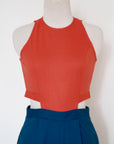 Jem Racer Bi-Colour Cut-Out Maxi Jumpsuit - Orange/Fall Blue (Pre-Order)