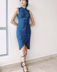 Signature Lace Cheongsam (Knee length) - Navy