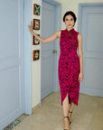 Signature Lace Cheongsam (Midi) - Fuchsia / Peach / Navy (Pre-Order)