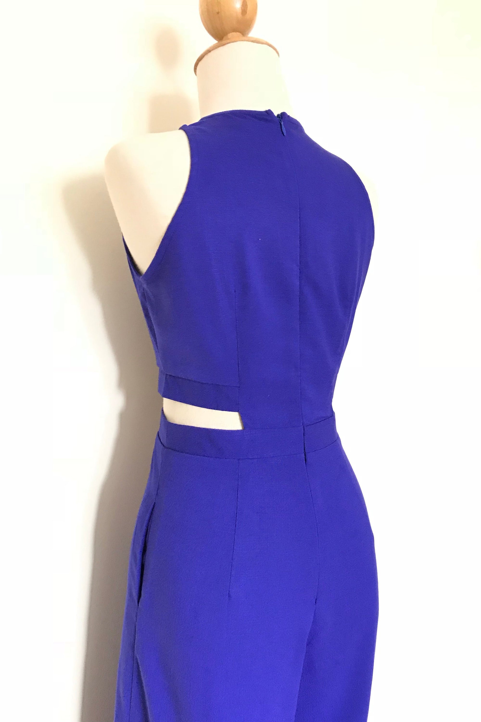 Jem Racer Cut-Out Midi Jumpsuit - Black / Cobalt