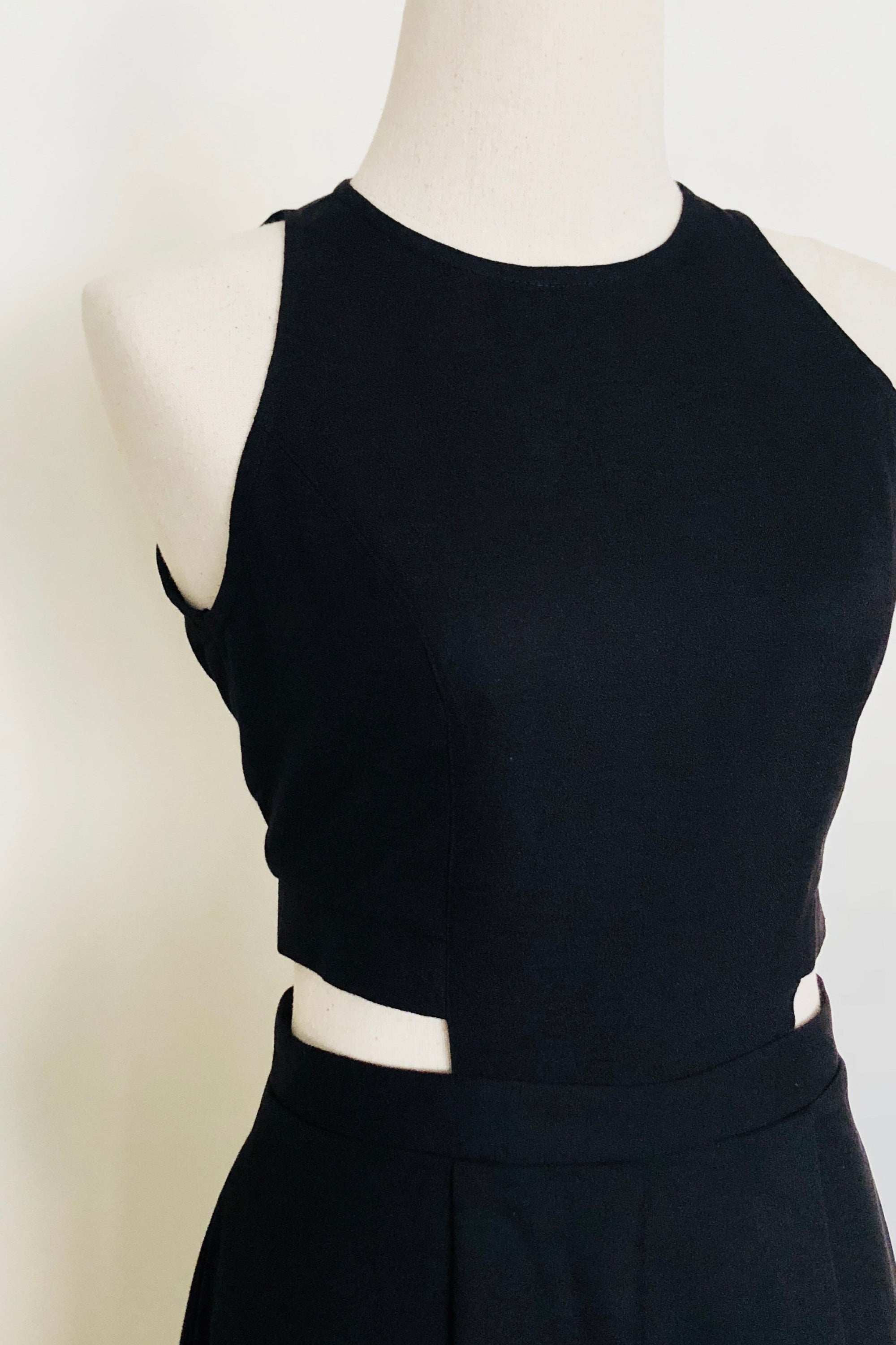 Jem Racer Cut-Out Midi Jumpsuit - Black / Cobalt