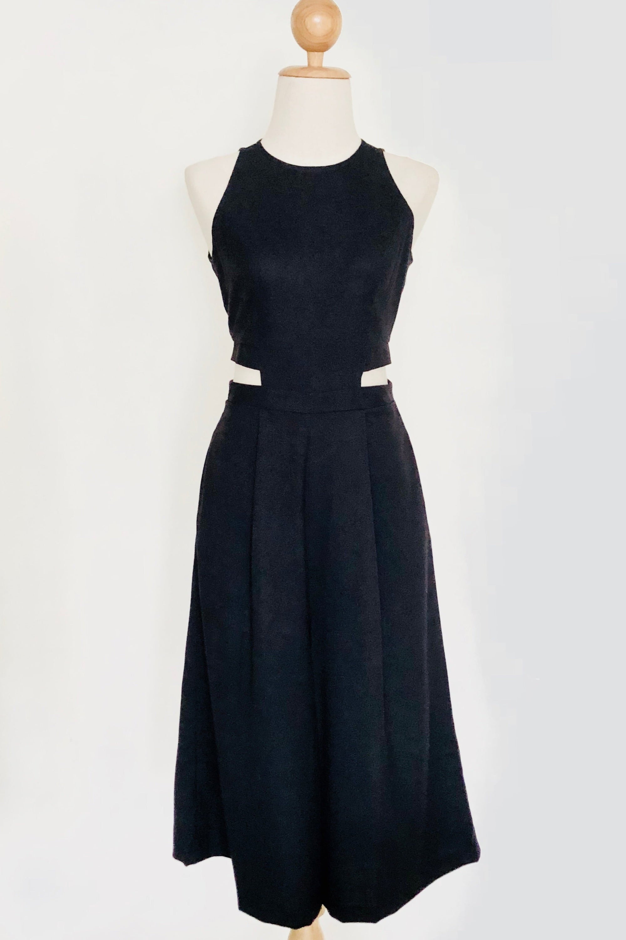 Jem Racer Cut-Out Midi Jumpsuit - Black / Cobalt