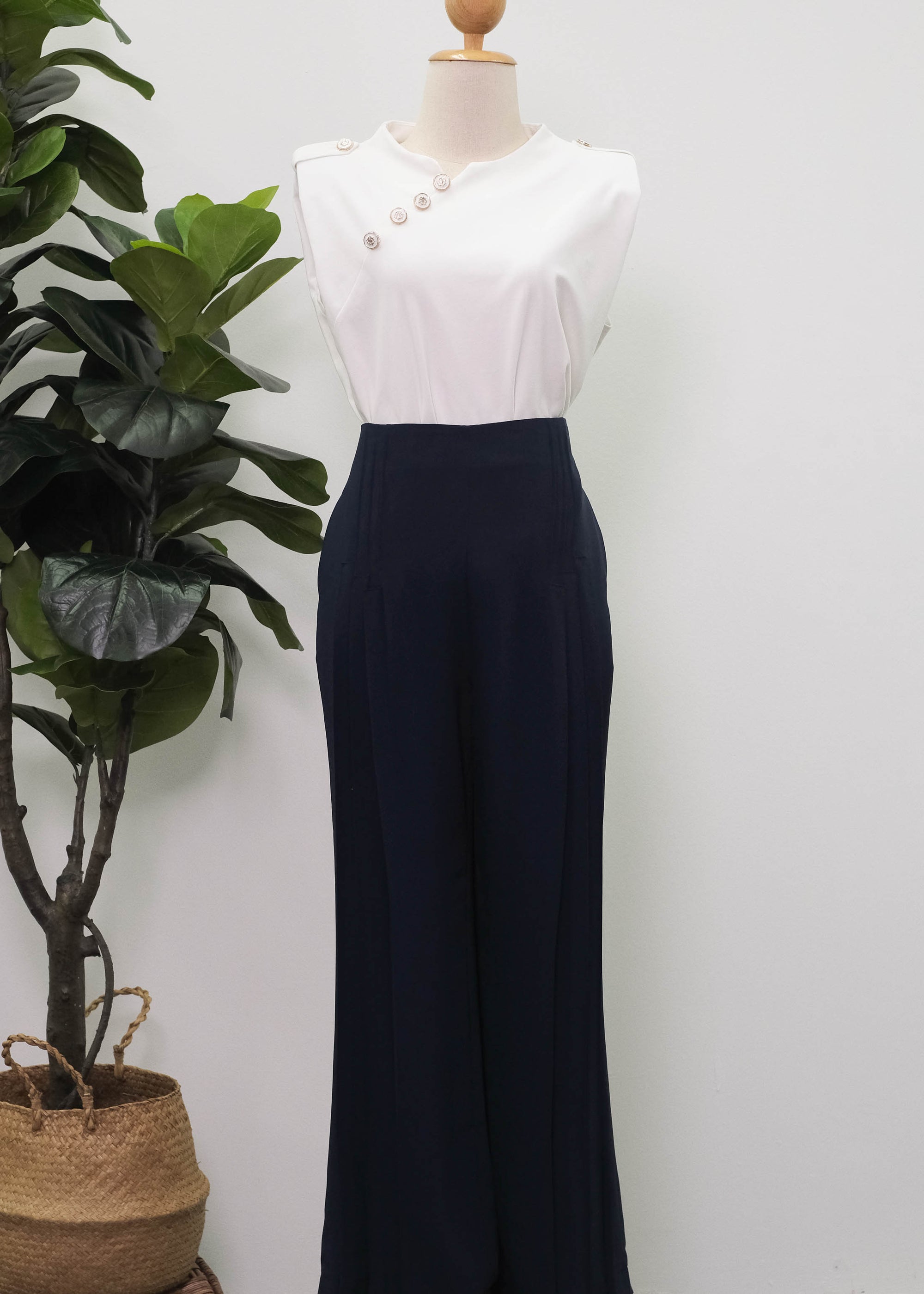 Penelope Pleated Pants - Pink Lilac/ Black/ Cream